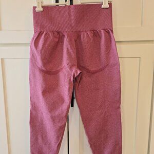 Women’s Calf Length Mauve Rose Compression Leggings Booty Shaping Sz Large L